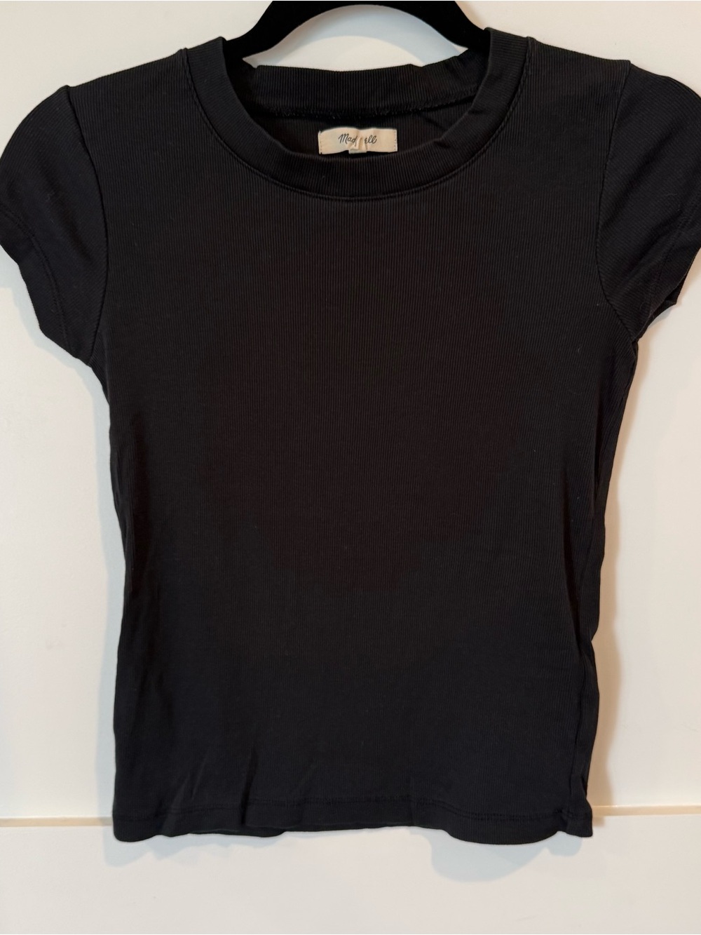 Madewell Black Ribbed Short Sleeve Tee